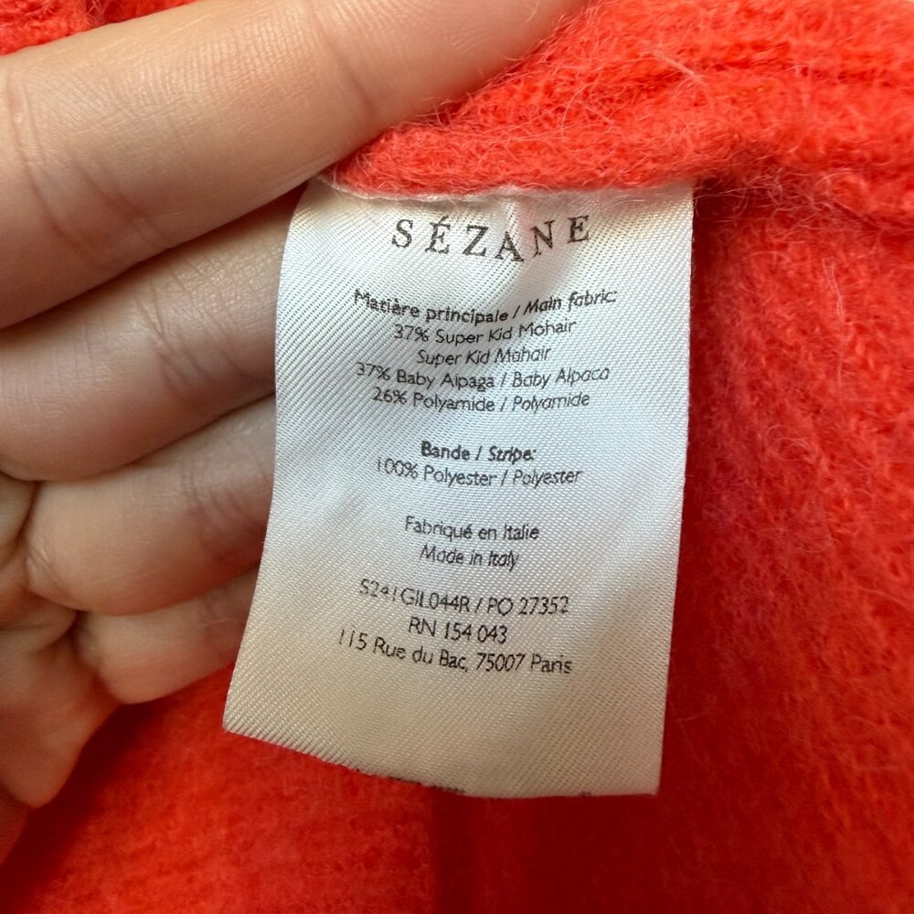 Sézane Barry Cardigan Sweater in Orange Mohair Blend Size XXS - Picture 5 of 5